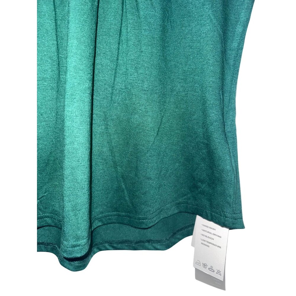 Emerald Green Collared Polo Shirt Soft Stretch Fabric Womens Large - Picture 4 of 9